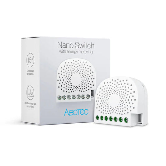 The Aeotec Nano Switch with power metering offers a versatile solution to convert any switch or outlet into a Z-Wave connected device