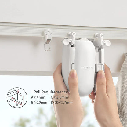 With the Switchbot Smart Curtain Motor, the curtains open and close automatically.